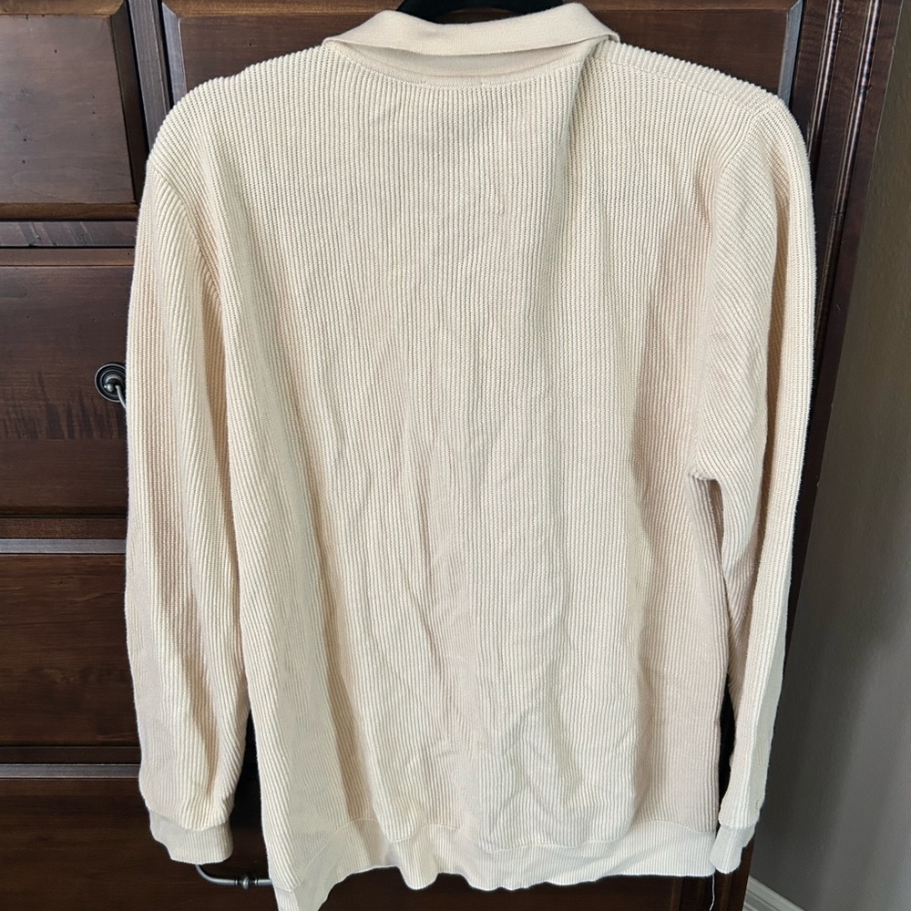 Sunspel Cream Ribbed Button-Front Men's Cardigan Jacket Size Large - Picture 3 of 3